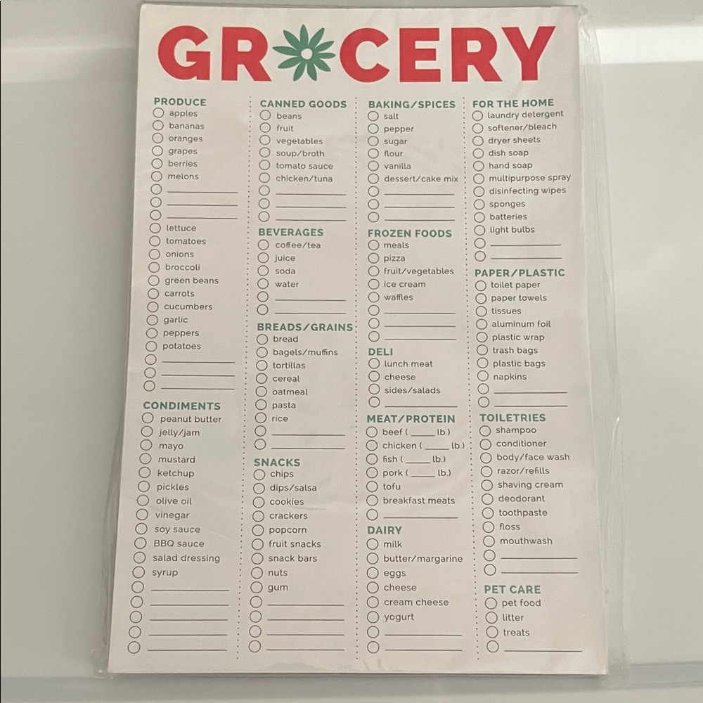 **FINAL PRICE** Bloom Grocery Magnetic Checklist Notepad - Red and Green